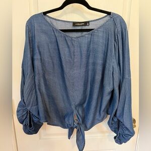 New York & Company Denim Blue Blouse